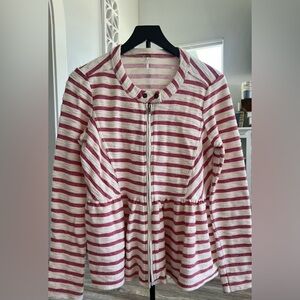 Free People Red and White Striped Jacket